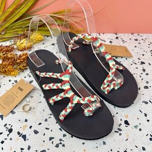 NWT PLAKA Tri-color Relief Arch Support Women’s Braided Eva Sole Sandals Sz 10